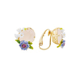Les Nereides Rose Quartz And Floral Composition Sleeper Earrings