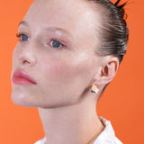 Les Nereides Rose Quartz And Floral Composition Sleeper Earrings