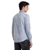Replay Men's Denim Shirt With Bandana Print