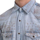 Replay Men's Denim Shirt With Bandana Print