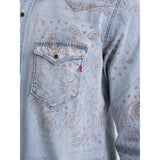 Replay Men's Denim Shirt With Bandana Print