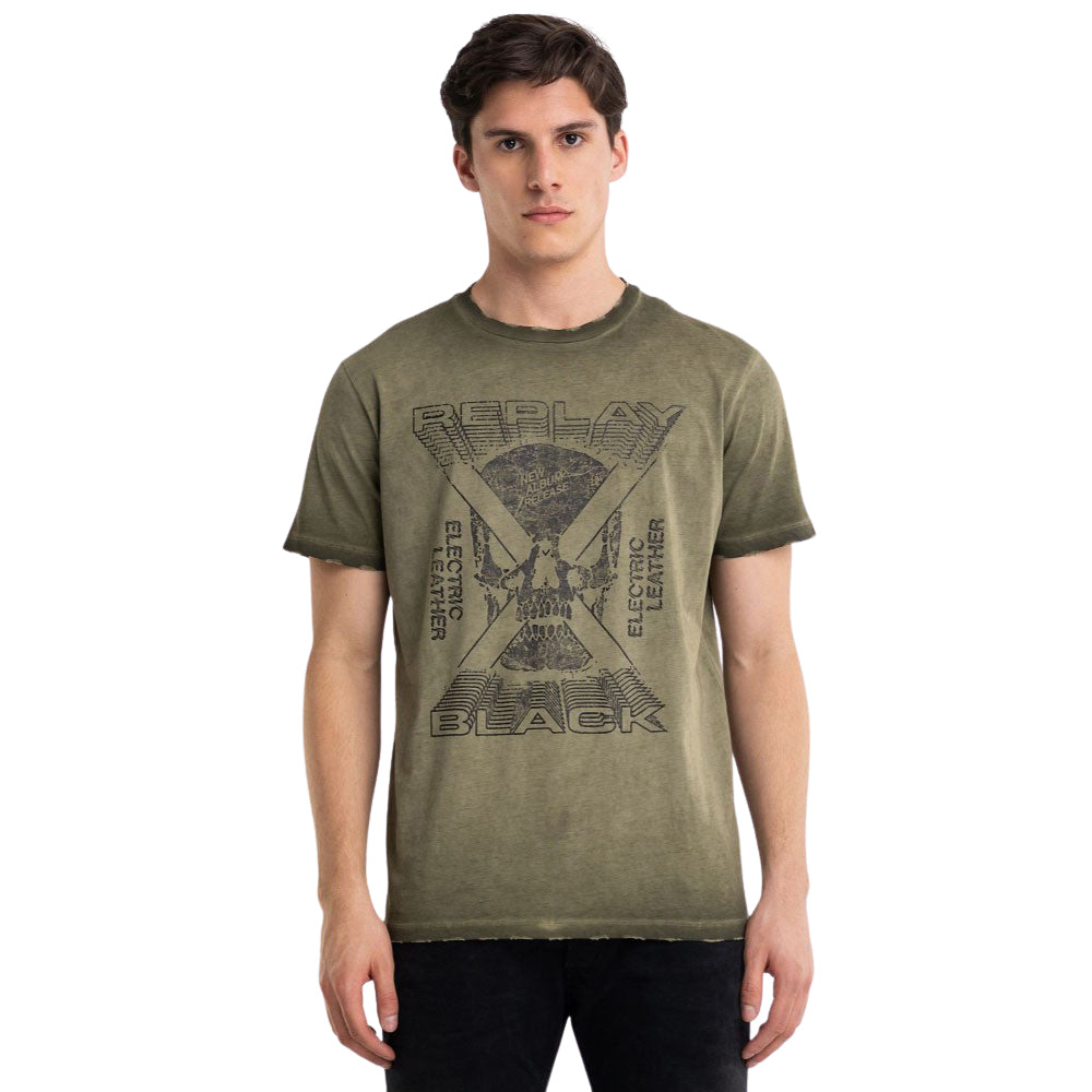 Crewneck T-shirt With Used Effect