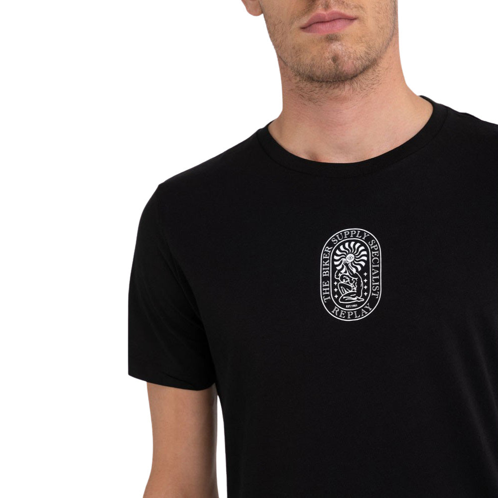 Crewneck T-shirt With Biker Print