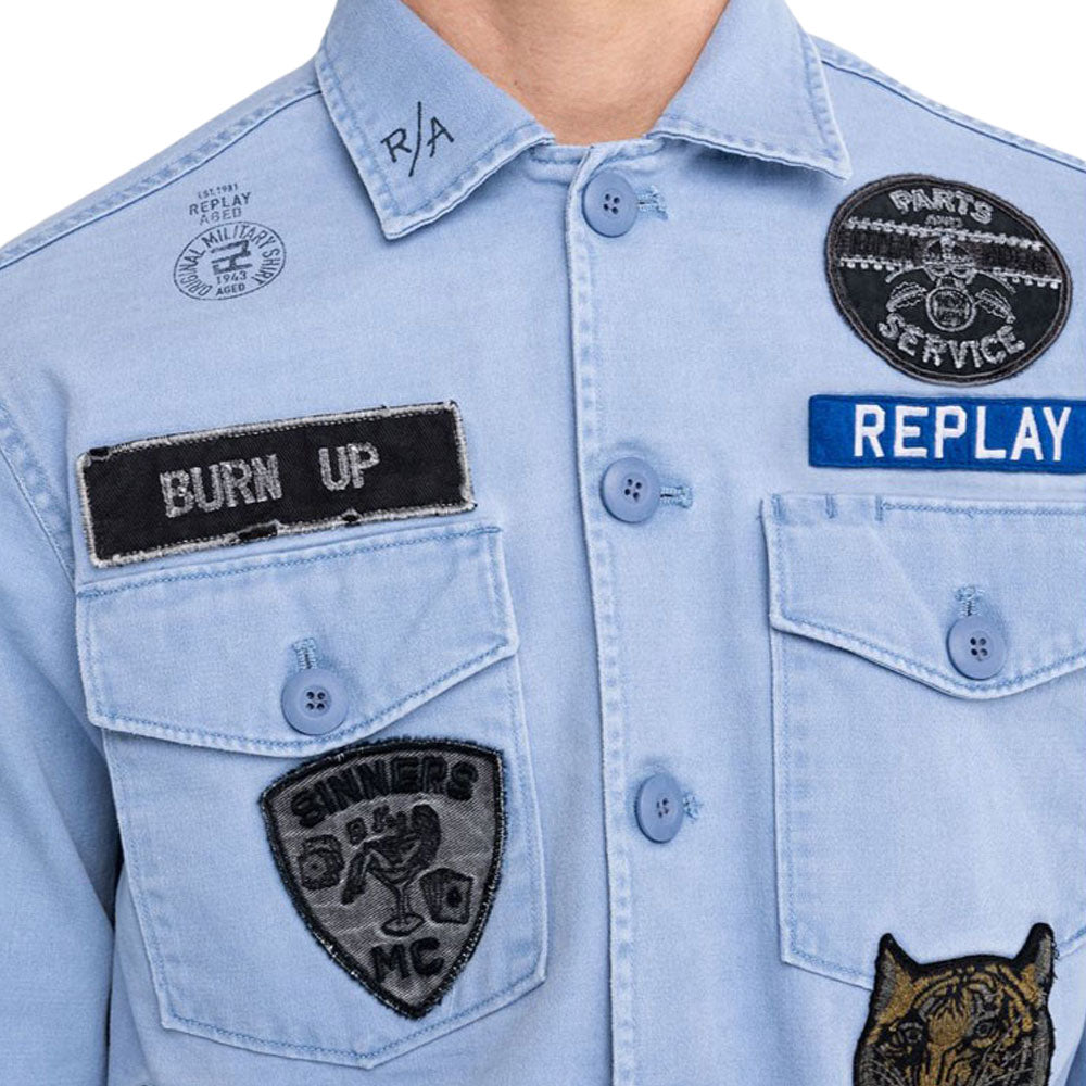 Replay Men's Army Shirt with Appliques