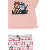 طقم تي شيرت وبنطلون ضيق من Moschino Kids باللون الوردي لعبة القرش للفتيات الصغيرات