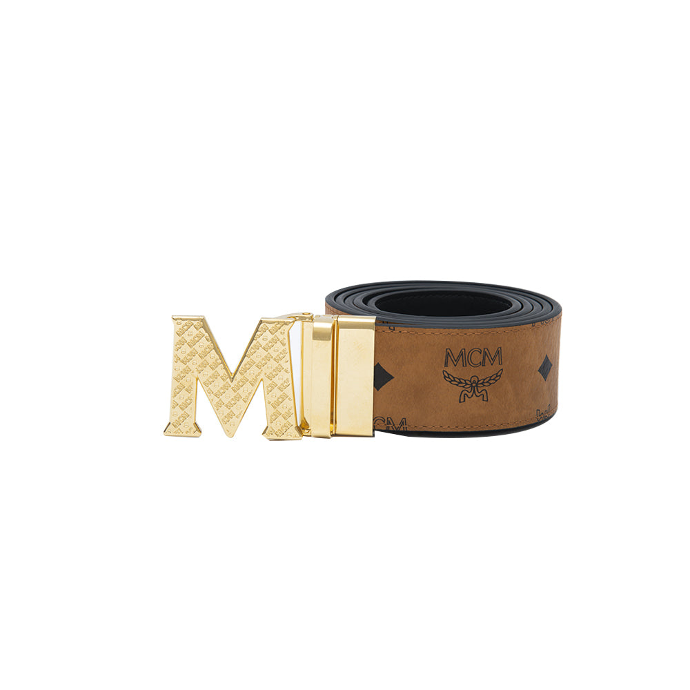 MCM Reversible Belt With 24K Gold Belt Buckle - Cognac