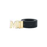 MCM Claus Reversible Flat M Belt Black Shiny Gold 1.5 X 51.2 X 0.0 Inches