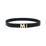 MCM Claus Reversible Flat M Belt Black Shiny Gold 1.5 X 51.2 X 0.0 Inches