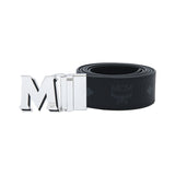MCM Epoxy Reversible M Belt Black Silver Shiny Cobalt 3.8 X 130.0 X 0.0 Cm