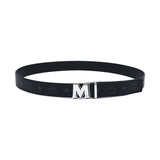 MCM Epoxy Reversible M Belt Black Silver Shiny Cobalt 3.8 X 130.0 X 0.0 Cm