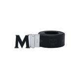 MCM Leather Inlay Reversible M Belt Black Shiny Cobalt 3.8 X 130.0 X 0.0 Cm
