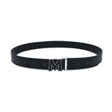 MCM Leather Inlay Reversible M Belt Black Shiny Cobalt 3.8 X 130.0 X 0.0 Cm