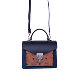 Patricia Satchel In Color Black Leather - Blue Salon