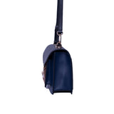 Patricia Satchel In Color Black Leather - Blue Salon
