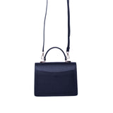 Patricia Satchel In Color Black Leather - Blue Salon