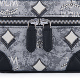 MCM Vintage Monogram Jacquard Crossbody Bag Grey  X-Mini