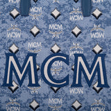 MCM خمر الجاكار حمل حقيبة زرقاء كبيرة