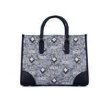 MCM Vintage Monogram Jacquard Tote Bag Grey  Small