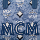 MCM Vintage Monogram Jacquard Tote Bag Blue  Small