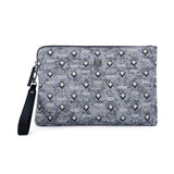 MCM Vintage Monogram Jacquard المعصم البريدي الحقيبة رمادية متوسطة