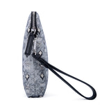 MCM Vintage Monogram Jacquard المعصم البريدي الحقيبة رمادية متوسطة