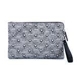 MCM Vintage Monogram Jacquard المعصم البريدي الحقيبة رمادية متوسطة