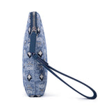 MCM Vintage Monogram Jacquard المعصم البريدي الحقيبة باللون الأزرق المتوسط