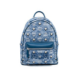 MCM Vintage Monogram Jacquard Backpack Bag Blue  Small