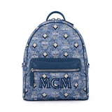 MCM Vintage Monogram Jacquard Backpack Bag Blue  Small