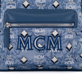 MCM Vintage Monogram Jacquard Backpack Bag Blue  Small