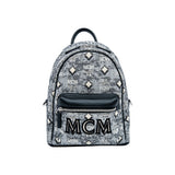 MCM Vintage Monogram Jacquard Backpack Bag Grey  Mini