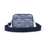 MCM Aren in Vintage Jacquard Crossbody Bag Blue  Small