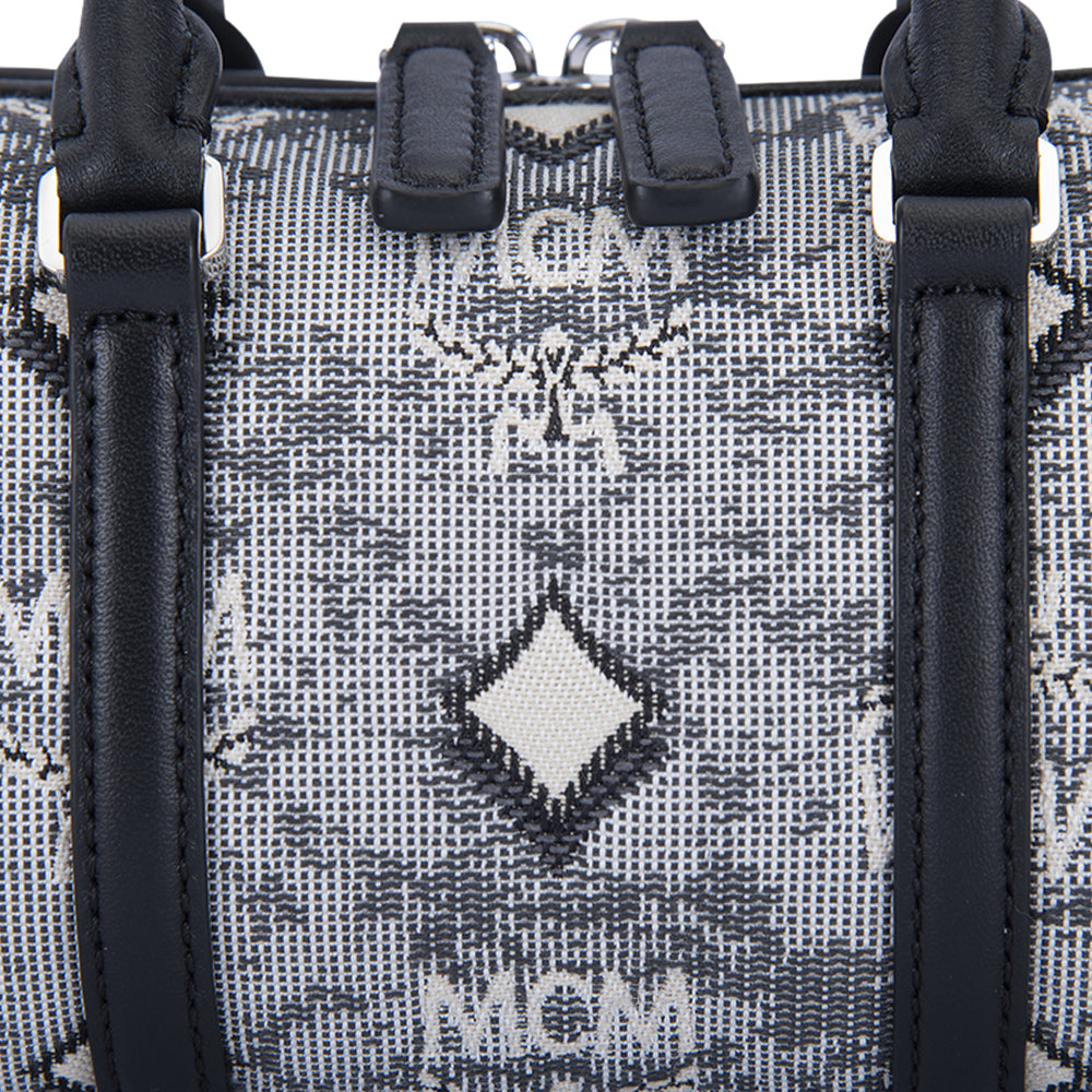 NEW MCM Vintage Jacquard mini boston bag, grey, $930 NWT