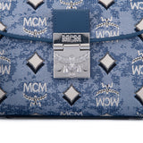 MCM Vintage Monogram Jacquard Satchel Bag Blue  Small