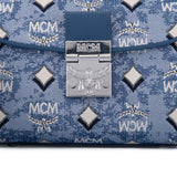 MCM Vintage Monogram Jacquard Satchel Bag Blue  Small