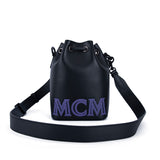 MCM Chain Leather Drawstring Bag Black  Mini