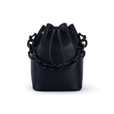 MCM Chain Leather Drawstring Bag Black  Mini