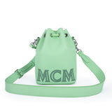 MCM Chain Leather Drawstring Bag Summer Green  Mini