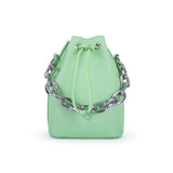 MCM Chain Leather Drawstring Bag Summer Green  Mini