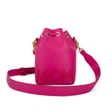 MCM Chain Leather Drawstring Bag Beetroot Purple  Mini