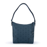 MCM Klara Monogram Leather Hobo Bag Deep Teal  Medium