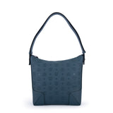 MCM Klara Monogram Leather Hobo Bag Deep Teal  Medium