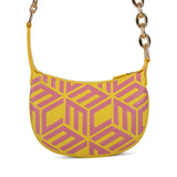 MCM Cubic Logo Leather Hobo Bag Vibrant Yellow  Mini