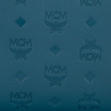 حقيبة كتف من الجلد MCM Klara Monogram باللون الأزرق المخضر المتوسط