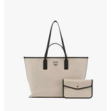 MCM Aren Shopper In Logo Glitch Canvas