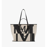 MCM Aren Shopper In Logo Glitch Canvas