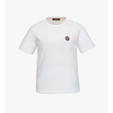 MCM Women Cubic Emblem Organic Cotton T-Shirt Off White Small