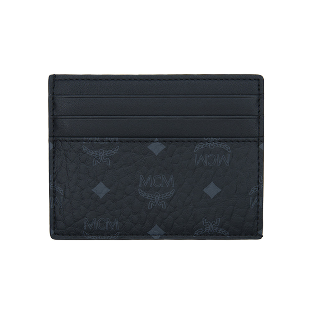 MCM Visetos Original W/Slit Pocket Card Case Wallet Black Mini – Blue Salon