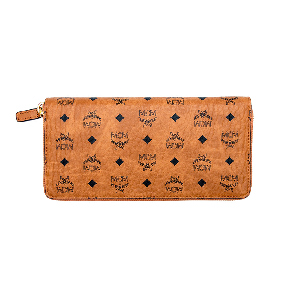 MCM Visetos Organic Tech Zip Wallet Cognac Large – Blue Salon