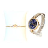 Michael Kors Mk1021 Women's Maci Crystal Bracelet Strap Watch And Star Chain Bracelet Set, Silver/Gold